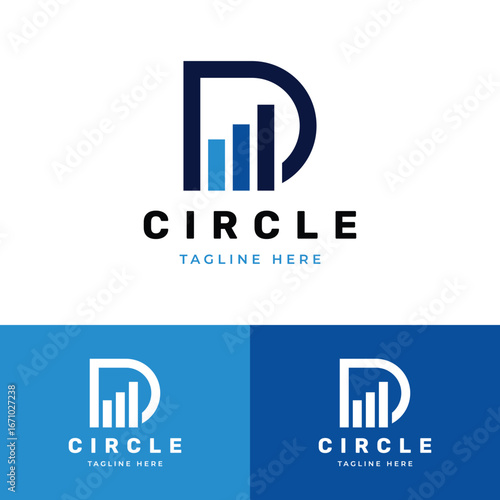 Monogram letter D financial diagram growth logo symbol icon flat stock vector design