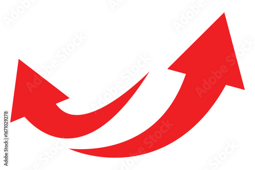 Red curve arrows icon. Red arrow curve direction vector. Curved arrow sign. Set of long green curve arrow icon vector. Arrow icon for your web site design, logo, app, UI. Green up. Eps 10. 