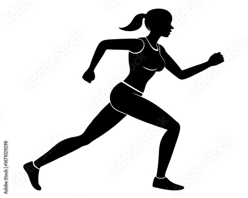 Woman jogging silhouette vector