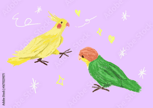 couple of lovebirds cute illustration