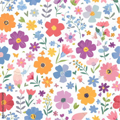 A floral pattern with butterflies and flowers.
3