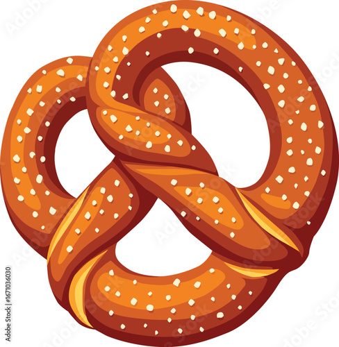 Delicious salted pretzel snack icon with golden brown crust celebration themes related to beer and festival snacks and Perfect for Oktoberfest, bakery menu, pub food, traditional German cuisine