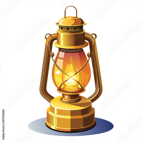 Vintage kerosene lantern with golden accents and atmospheric lighting