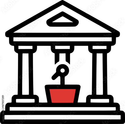 Classical Court Building Icon – Law and Government Symbol
