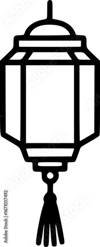 Paper Lantern Hexagonal Icon – Asian Tradition and Festival Symbol