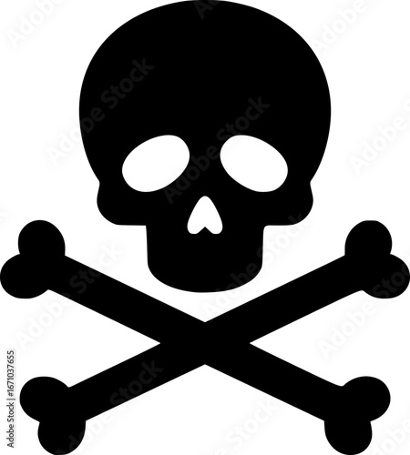 Skull and Crossbones Icon – Danger and Pirate Symbol