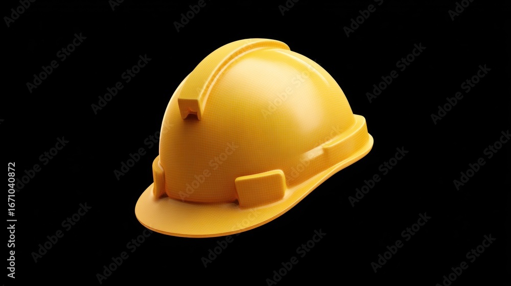 Fototapeta premium Safety hard hat, bright yellow color, 3D model