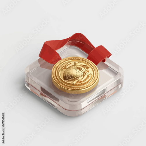 A 3D isometric icon of a medal or ribbon, like those for heroes. Instead of a star, the centerpiece is a stylized kidney or heart shape.