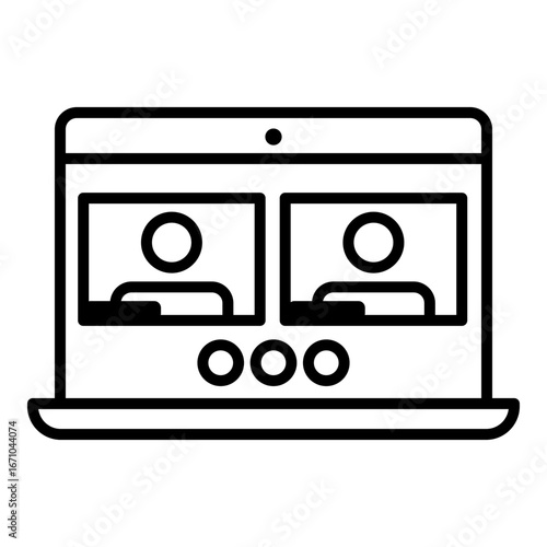 1-on-1 video call icon. Symbolizes online communication, virtual meeting, and digital connection. Represents remote work, online consultation, and personal interaction.