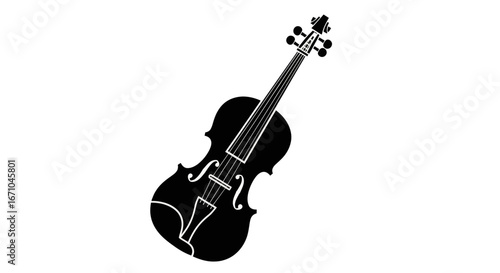 Silhouette illustration of a violin, a stringed musical instrument, against a plain white background.