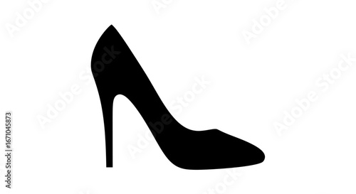 Black silhouette of a high-heeled women's shoe.