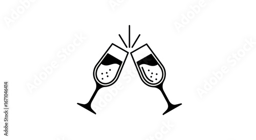 Two champagne glasses clinking in a celebratory toast.