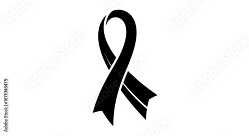 Black Awareness Ribbon: Symbol of Mourning and Support.