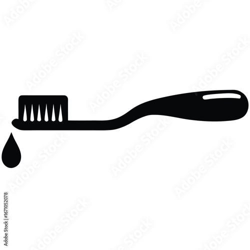 Black toothbrush with water droplet white