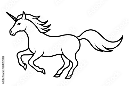 line art unicorn galloping silhouette illustration