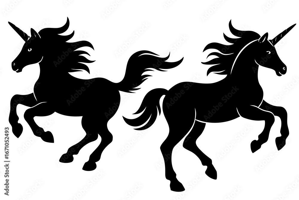 Obraz premium unicorn galloping silhouette illustration