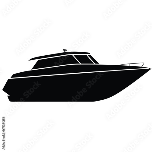Sleek black motor yacht on white background boat watercraft