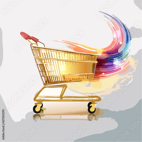 Shopping trolley with white background
2