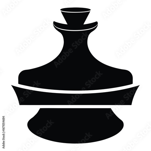 Stylized black inkwell silhouette white