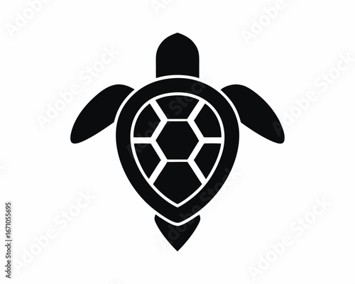 Turtle swimming icon and logo silhouette vector