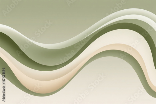 Minimal Green Beige Wave Design