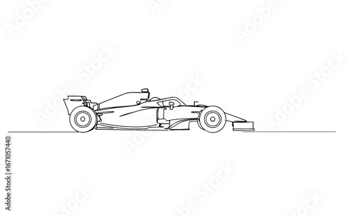formula 1 top view, simple minimalist aesthetic one line art, isolated on white background