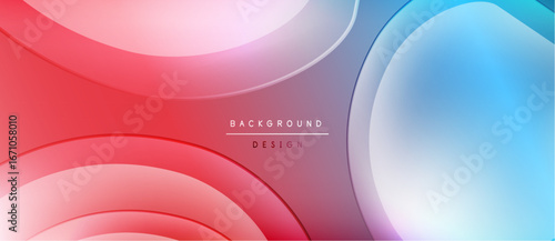 Abstract background features flowing shapes, gradients. Red, blue hues dominate design, creating modern aesthetic. Text reads background design.