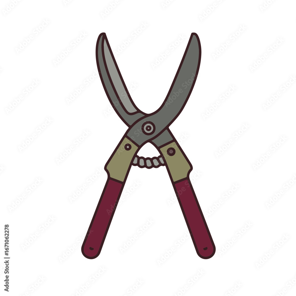 Garden shears with red handles and metal blades. Ideal for gardening and landscaping concepts Garden shears with red handles and metal blades. Ideal for gardening and landscaping concepts