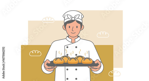 Baker Presenting Freshly Baked Artisan Rolls, Ready for Your Culinary Creation