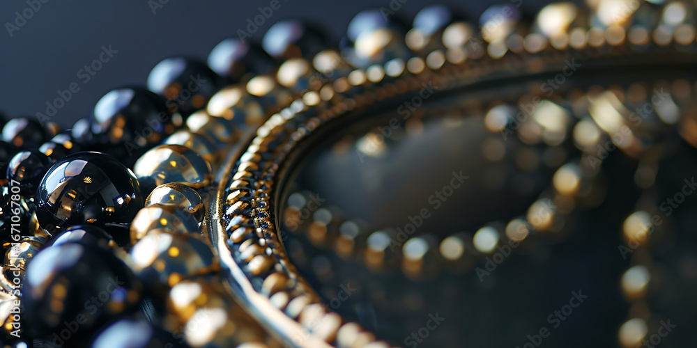 Fototapeta premium Close-Up of Gold and Black Beads 