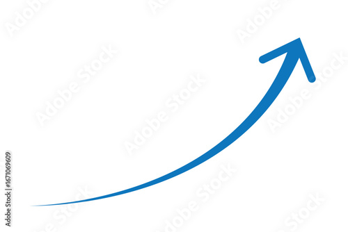 Single long blue curve arrow icon vector. Blue Right up curved arrow icon. Blue curve arrow icon. Blue curved arrows isolated on white background. Curved arrows, hand drawn curved arrows. EPS 10
