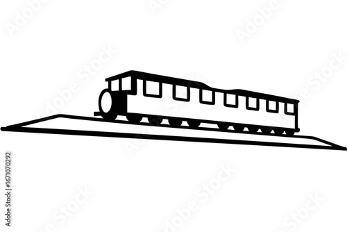 line art Train on railway track silhouette vector