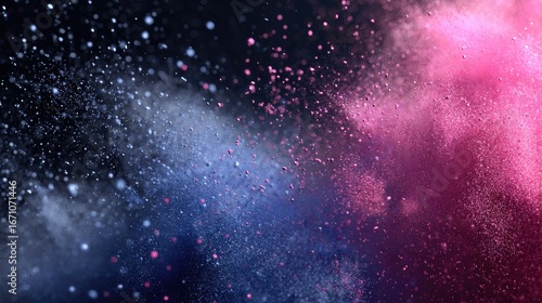 Vibrant color powder explosion on a dark background