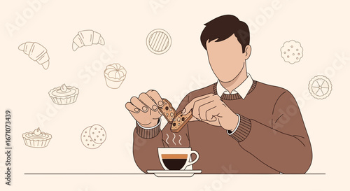 A Person Dipping Biscotti Into Coffee: An Artistic Illustration of Culinary Delight