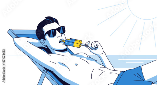 A Relaxed Individual Enjoying A Frozen Treat Under The Warm Summer Sun