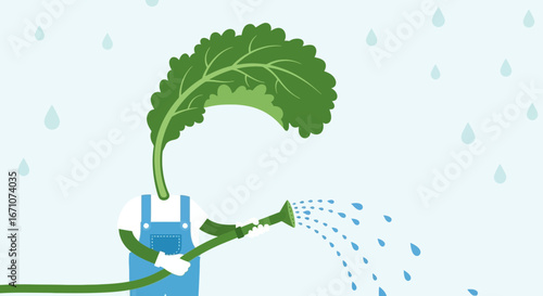 A Verdant Gardener Sprinkles Water, Nourishing A Vibrant and Lively Composition