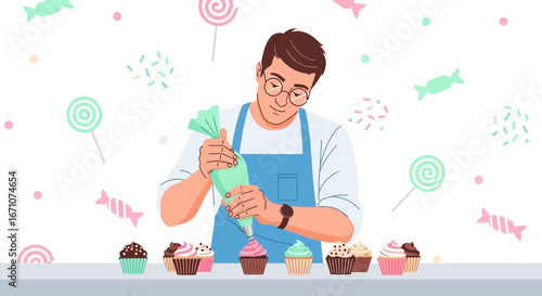 Artisan Decorating Cupcakes, Adding Finishing Touches with Icing, Culinary Confectioner