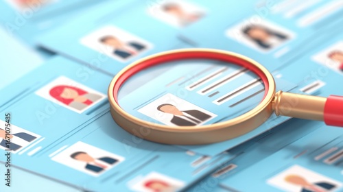 Job applications and resumes under magnifying glass