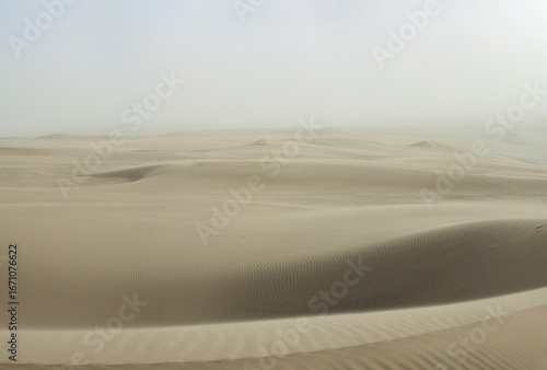 Beautiful natural landscape with sand dunes in the desert at sunset