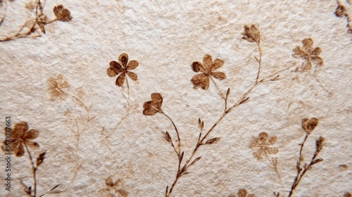 Light beige paper with brown floral design