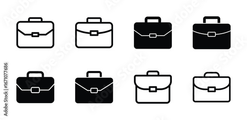 Set of Briefcase icon symbol vector on white background