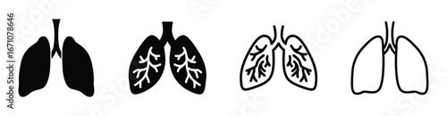 Set of Lungs icon symbol vector on white background