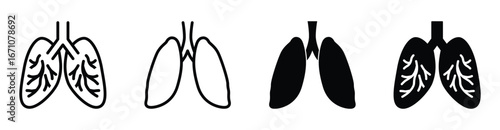 Set of Lungs icon symbol vector on white background