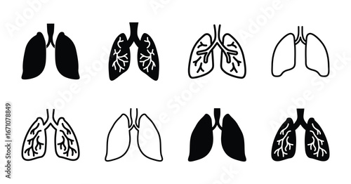 Set of Lungs icon symbol vector on white background