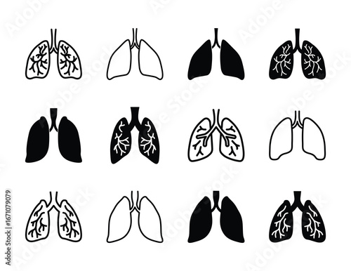 Set of Lungs icon symbol vector on white background