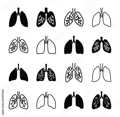 Set of Lungs icon symbol vector on white background