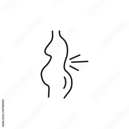 Pregnant woman backache icon vector simple flat black linear illustration for web and app..eps