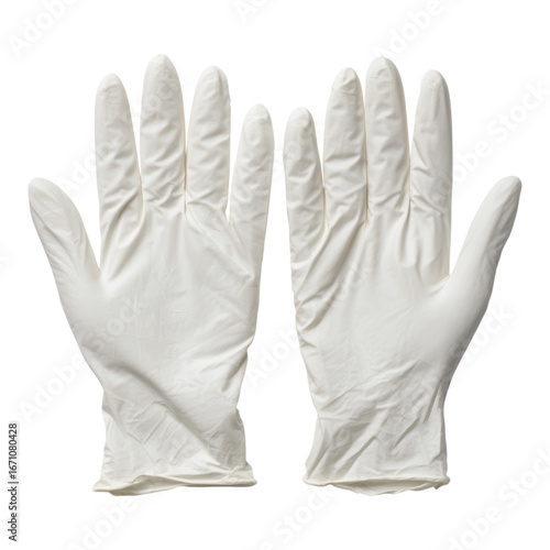 White Disposable Gloves on Transparent Background