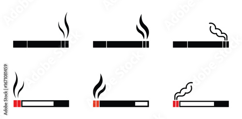 Set of Cigarette icon symbol vector on white background