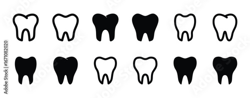 Set of Tooth icon symbol vector on white background